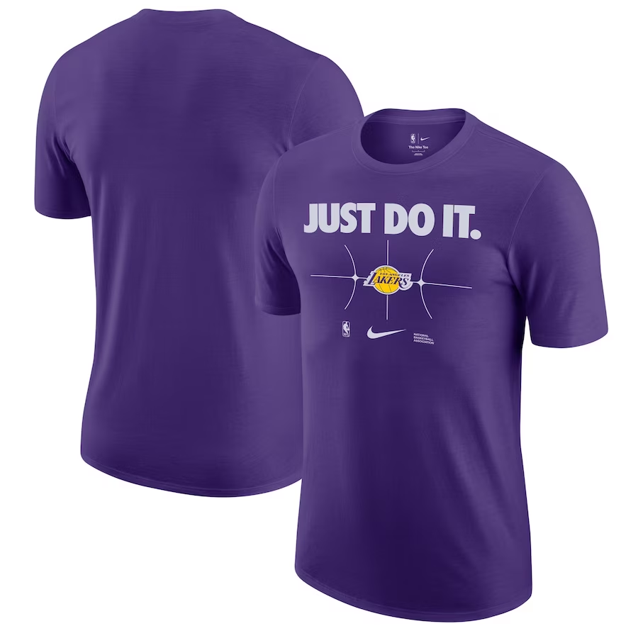 Men 2024 NBA Los Angeles Lakers purple Tshirts->nba t-shirts->Sports Accessory